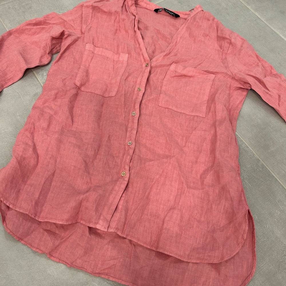 Zara Linen Long Sleeves Button Down Shirt